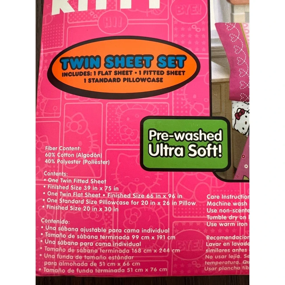Sanrio Hello Kitty High Tea Twin Sheet Set Pink Bedding 3pc New